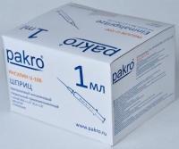 1 мл трехкомпонентный шприц Pakro инсулиновый U100 , с иглой 0,3х13, 100 шт купить в Калуге