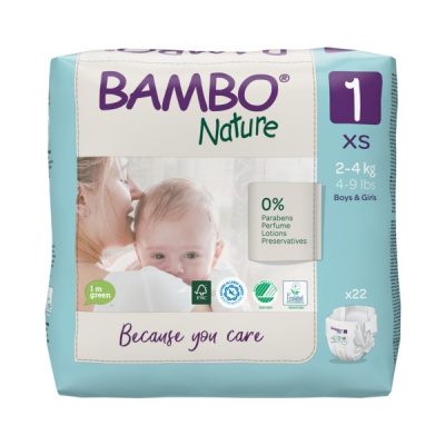 Эко-подгузники Bambo Nature 1 (2-4 кг), 22 шт купить оптом в Калуге